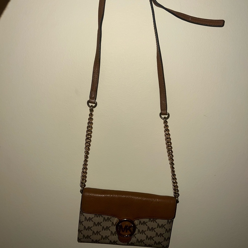 Michael Kors Tan and Brown Logo Crossbody Bag - Picture 2 of 4